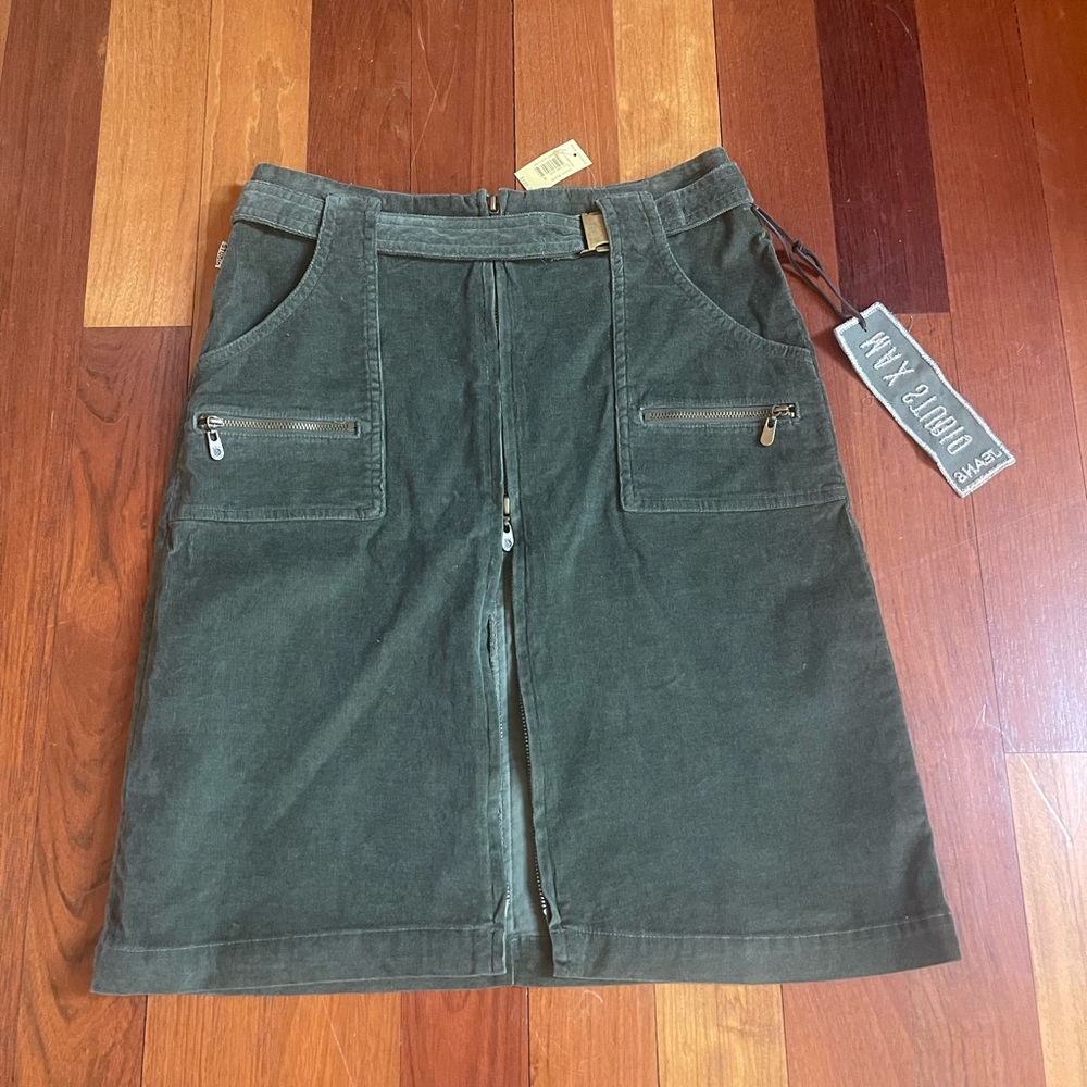 Olive Green Zip-Front Skirt